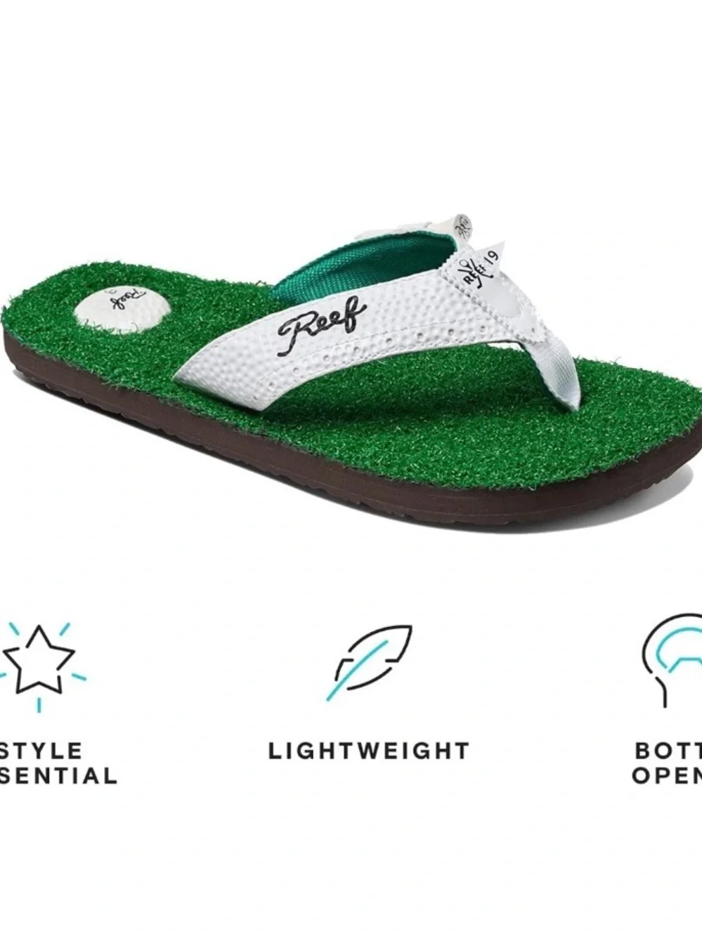 Reef Mens Size 13 Golf Flip Flops Mulligan II Turf Grass Tee Holder Rare HTF